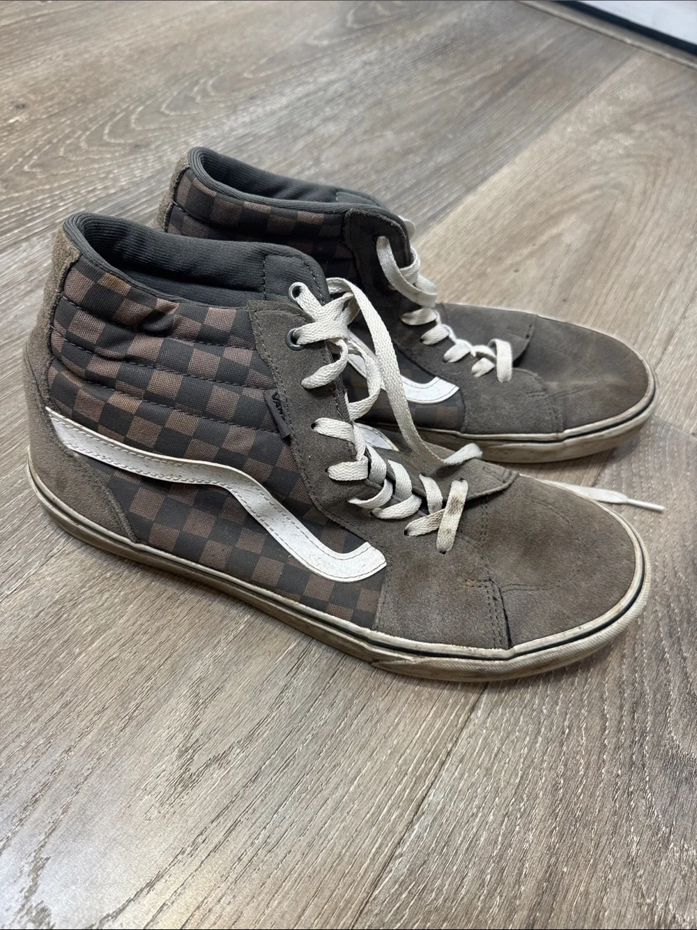 Vans High-Top Checkerboard Skate Sneakers - Brown/White CB